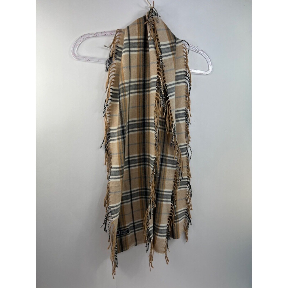 Cashmink by V. Fraas Scarf Brown Plaid Check Scarf Made in Germany